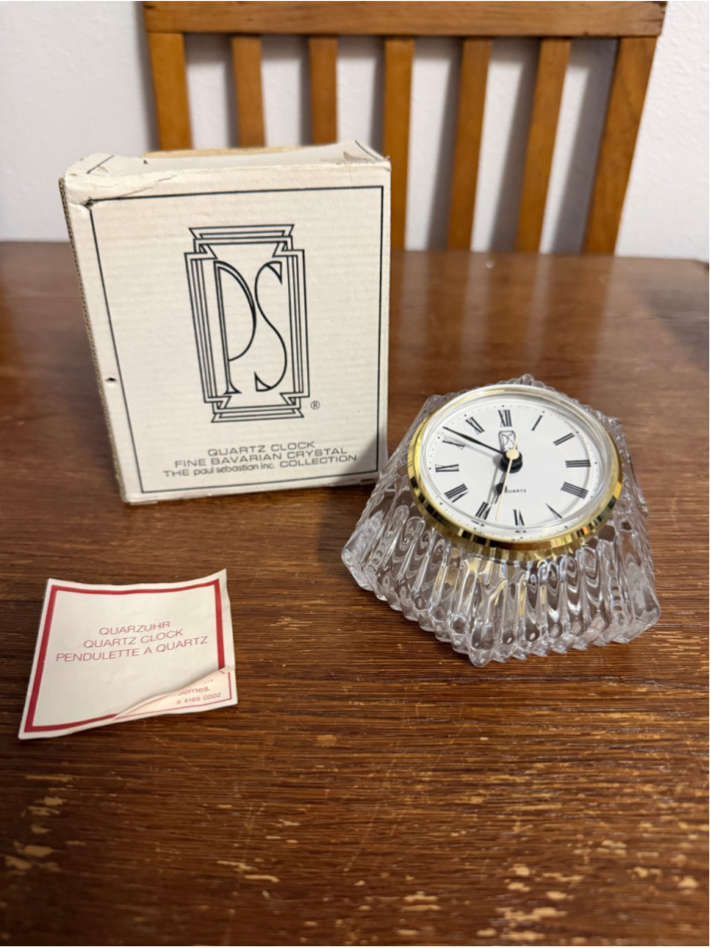 Vintage Paul Sebastian Anna Hutte 24% Lead Crystal Quartz Clock Germany NIB